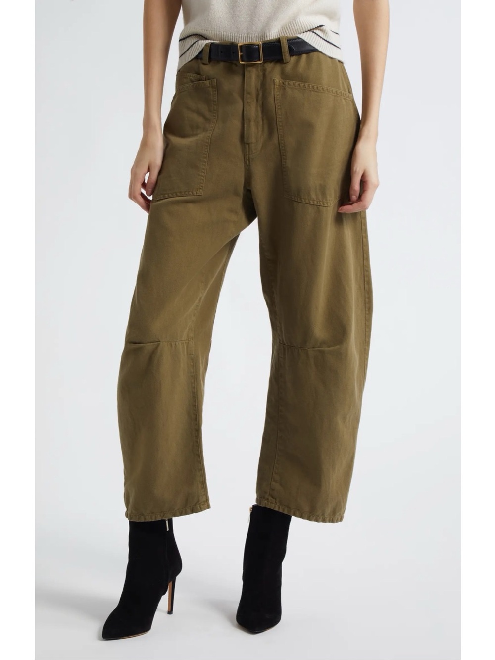 NILI LOTAN Shon Pants Army Green Linen Blend Dropped Crotch  Size 2